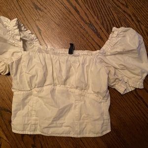 h and m ruffly white top